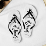 Modern Typography "Maid of Honor" Flip Flops<br><div class="desc">Personalized Bridal party flip-flops featuring an stylish and trendy script typography. Customize with the bride and groom's monogram, wedding date, and Maid of Honor's name for a one of a kind design! Looking for a custom color? No problem! Just send your request to heartlockedstudio at gmail dot com and we'll...</div>