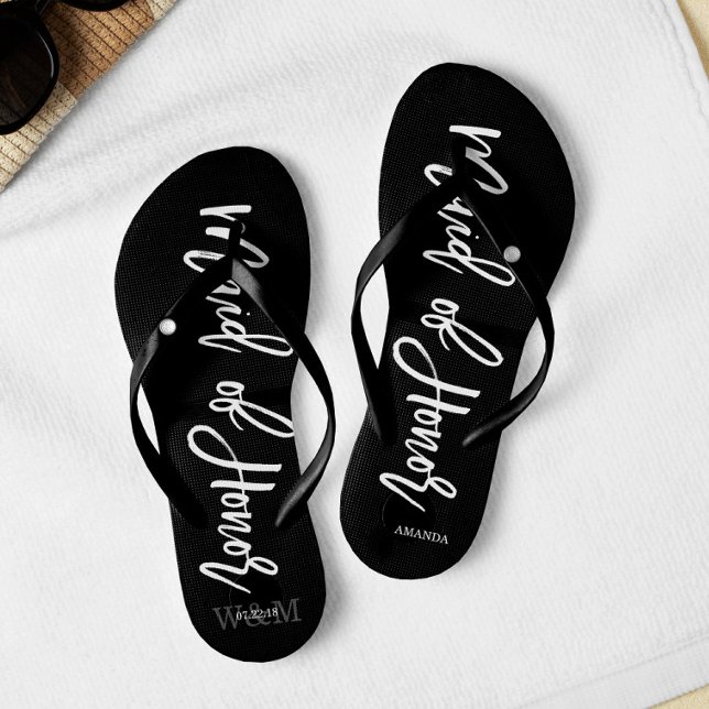 Modern Typography "Maid of Honor" Flip Flops (Creator Uploaded)