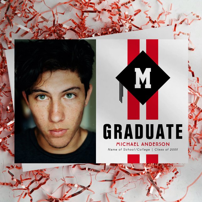 Modern Typography Male Graduation Photo Announcement (Creator Uploaded)