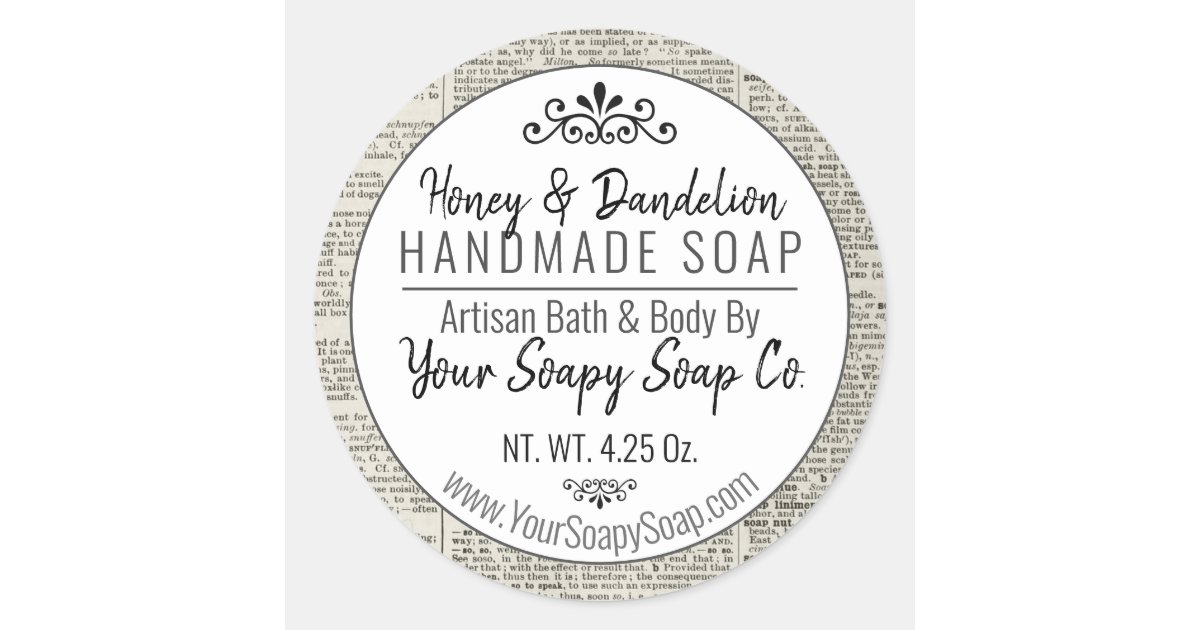 Modern Typography Men's Soap Dictionary Page Classic Round Sticker Zazzle