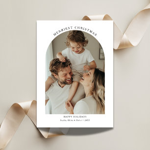 Modern Typography Merriest Christmas Arch Photo Holiday Card