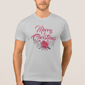 Modern Typography Merry Christmas Floral Accent