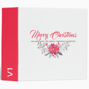 Modern Typography Merry Christmas & Floral Bouquet Binder