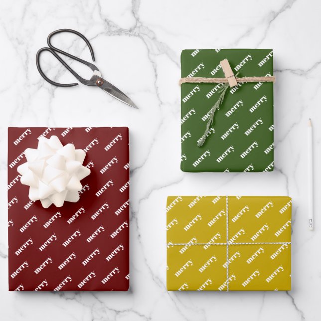 Modern Typography Merry Christmas Holiday  Wrapping Paper Sheets (Front)