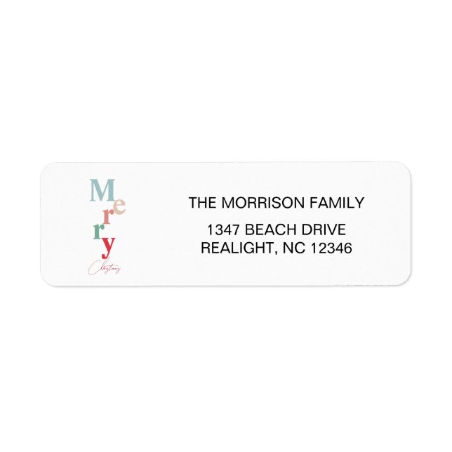 Modern  typography Merry Christmas return address Label (Front)