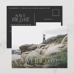 Modern typography minimal photo black and white announcement postcard