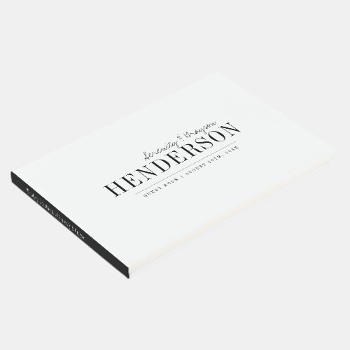 Modern typography minimalist black and white guest book