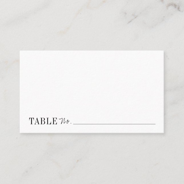 Modern typography minimalist black white wedding place card (Front)
