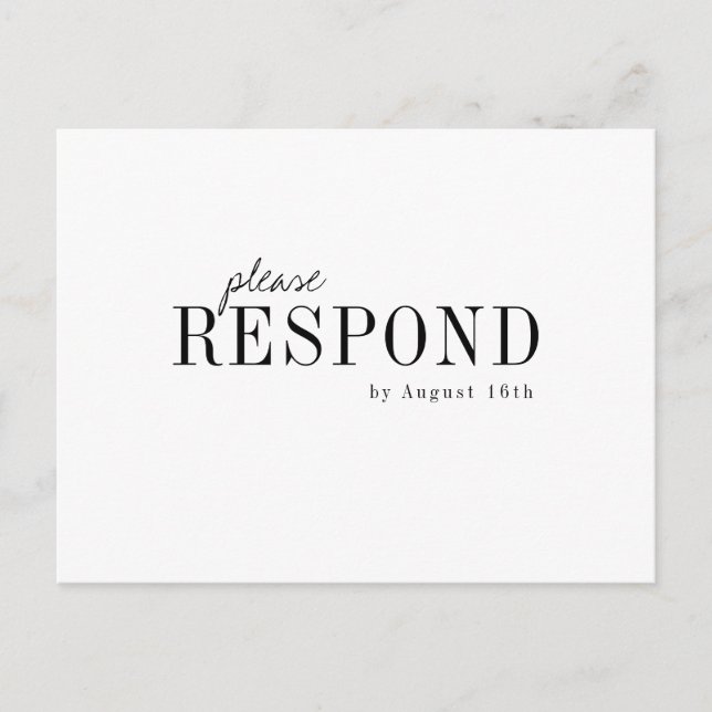 Modern typography minimalist elegant wedding RSVP Invitation Postcard (Front)