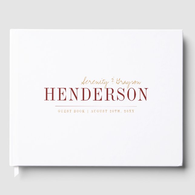 Modern typography minimalist fall wedding guest book (Front)