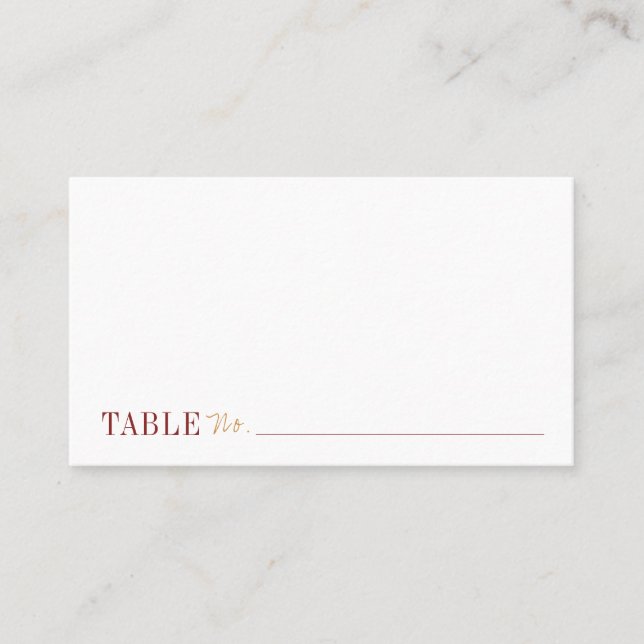 Modern typography minimalist fall wedding place card (Front)