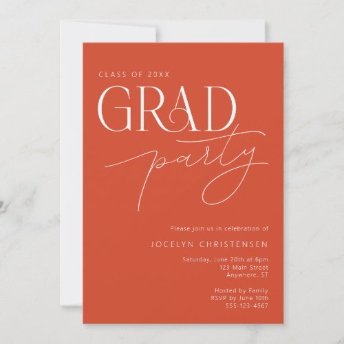 Modern Typography Minimalist Grad Party Invitation