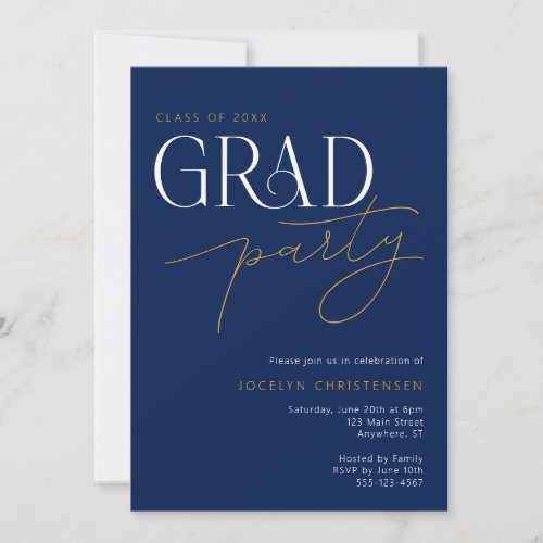 Modern Typography Minimalist Grad Party Invitation