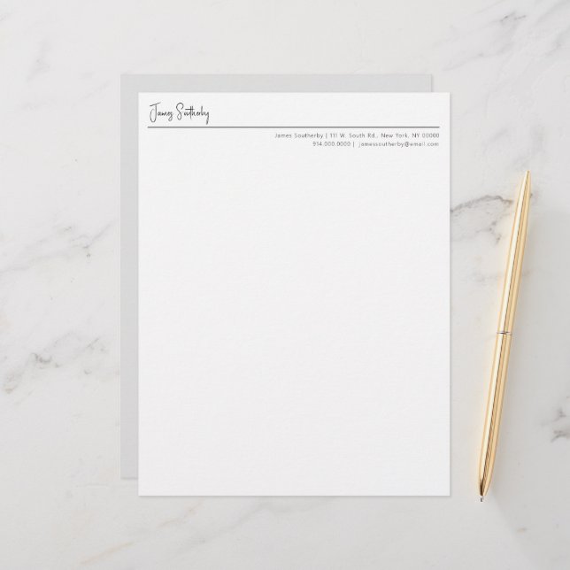 Modern Typography Minimalist Masculine Stationery (Front/Back In Situ)