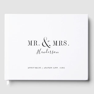 Modern typography minimalist Mr and Mrs Guest Book
