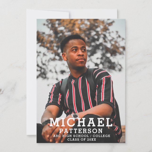 Modern Typography Minimalist Photo Graduation Announcement (Front)