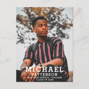 Modern Typography Minimalist Photo Graduation Announcement Postcard