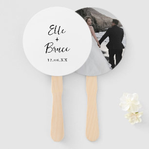 Modern Typography Minimalist Photo Wedding Hand Fan