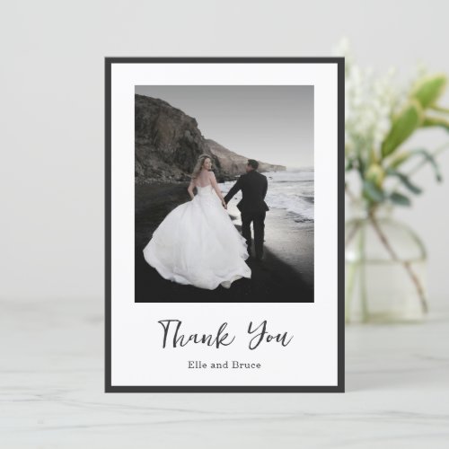 Modern Typography Minimalist Photo Wedding Thank You Card
