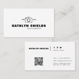  modern Typography  minimalist photographer  Business Card