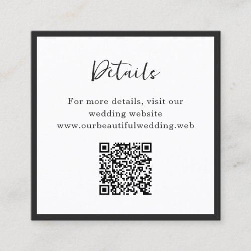 Modern Typography Minimalist QR Code Wedding Enclosure Card