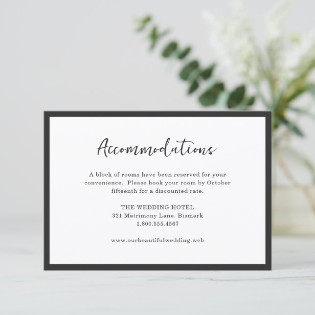 Modern Typography Minimalist Wedding Enclosure Card (Standing Front)