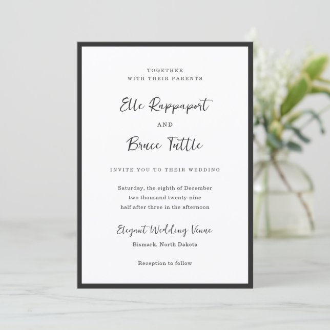 Modern Typography Minimalist Wedding Invitation (Standing Front)