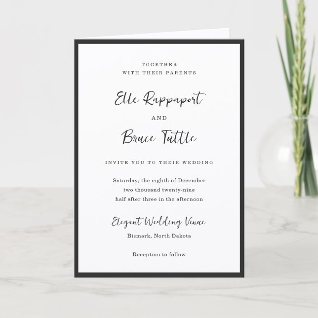 Modern Typography Minimalist Wedding Invitation (Front)