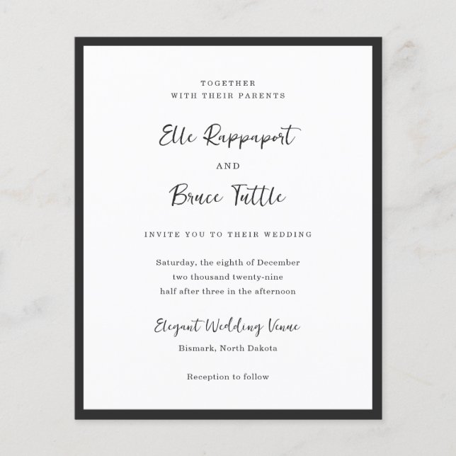 Modern Typography Minimalist Wedding Invitation Flyer (Front)