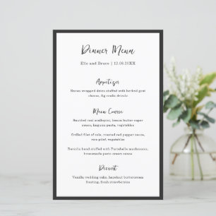 Modern Typography Minimalist Wedding Menu