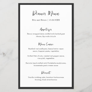 Modern Typography Minimalist Wedding Menu Flyer