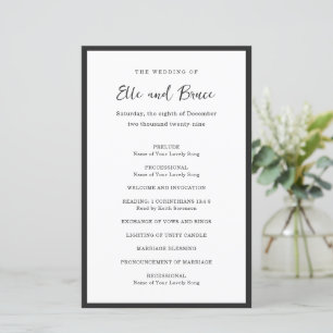 Modern Typography Minimalist Wedding Program