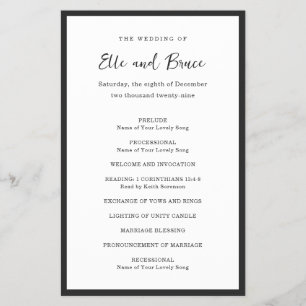 Modern Typography Minimalist Wedding Program Flyer
