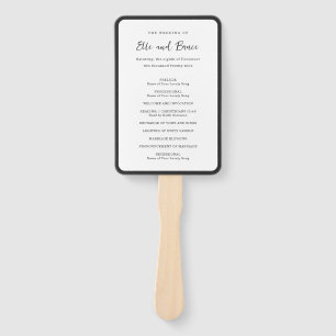 Modern Typography Minimalist Wedding Program Hand Fan