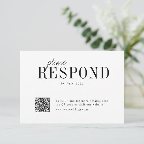 Modern typography minimalist wedding QR code RSVP 