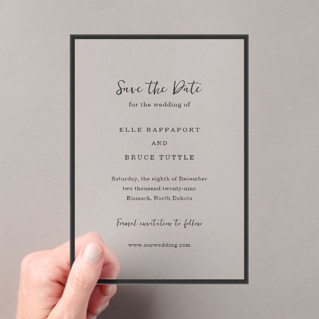 Modern Typography Minimalist Wedding Save the Date (Insitu (Handheld))