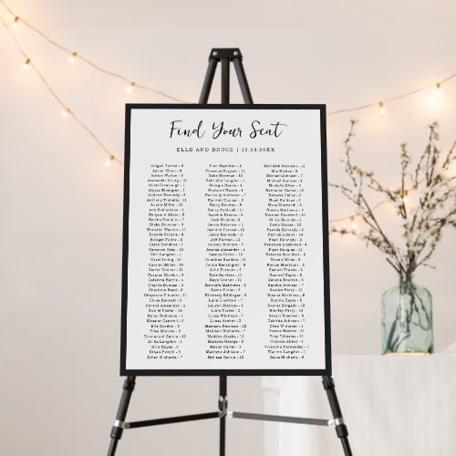 Modern Typography Minimalist Wedding Seating Chart Foam Board
