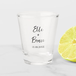 Modern Typography Minimalist Wedding Shot Glass
