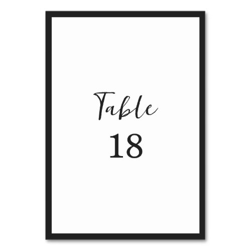 Modern Typography Minimalist Wedding Table Number