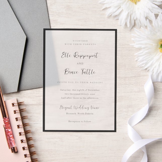 Modern Typography Minimalist Wedding Vellum Invitations (Wedding)