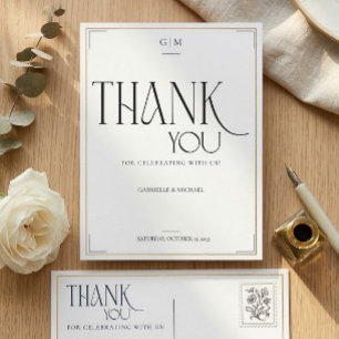 Modern Typography Minimalistic Wedding Thank You Postcard