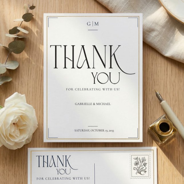 Modern Typography Minimalistic Wedding Thank You  Postcard (Creator Uploaded)