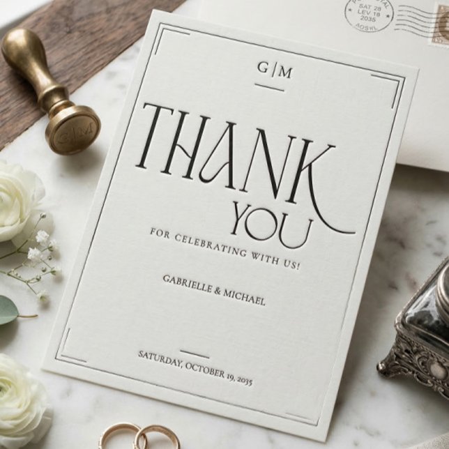 Modern Typography Minimalistic Wedding Thank You  Postcard (Creator Uploaded)