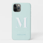 Modern Typography Mint Turquoise Monogram Initial Iphone 11 Pro Case at Zazzle