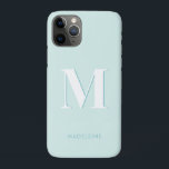 Modern Typography Mint Turquoise Monogram Initial iPhone 11 Pro Case<br><div class="desc">Modern Typography Mint Turquoise Monogram Initial phone case,  an elegant way to protect your phone - with your letter and name of choice. All colors can be changed if you like.</div>