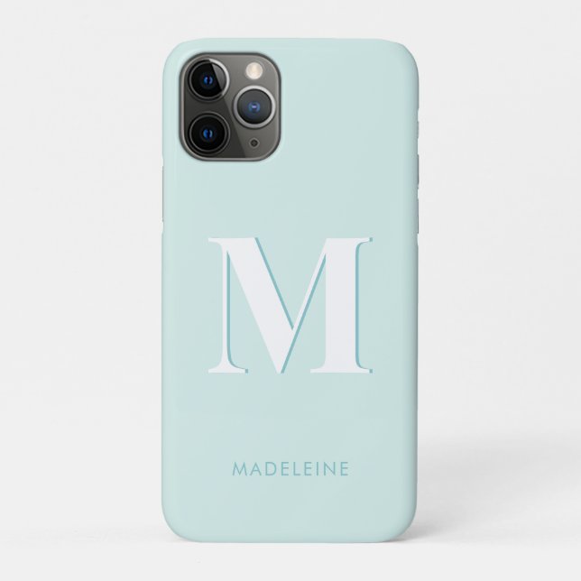 Modern Typography Mint Turquoise Monogram Initial Case-Mate iPhone Case (Back)