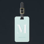 Modern Typography Mint Turquoise Monogram Initial Luggage Tag<br><div class="desc">Modern Typography Mint Turquoise Monogram Initial luggage tag for your next vacation - with your letter and name of choice plus your address or other text on the back. All colors can be changed if you like.</div>