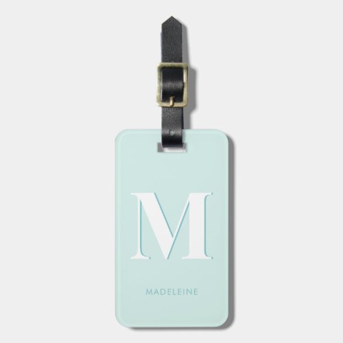 Modern Typography Mint Turquoise Monogram Initial Luggage Tag