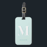 Modern Typography Mint Turquoise Monogram Initial Luggage Tag<br><div class="desc">Modern Typography Mint Turquoise Monogram Initial luggage tag for your next vacation - with your letter and name of choice. All colors can be changed if you like.</div>