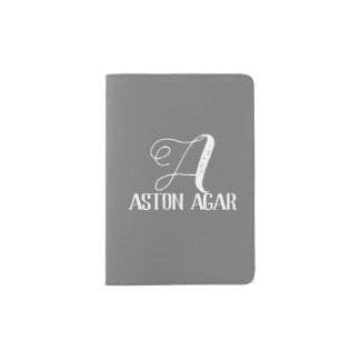 Modern Typography Mint Turquoise Monogram Initial Passport Holder